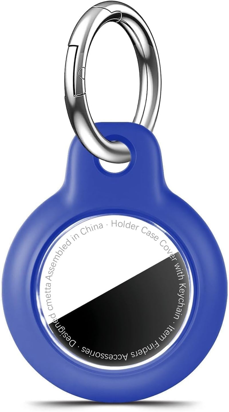 cmetta Waterproof for AirTag Holder Case with Keychain, Ultra-Thin Lightweight PC Hard Shell, Swivel Buckle for Tracking Luggage, Bags, Backpacks, Keys, Pets, Suitcases (Blue) - Image 1